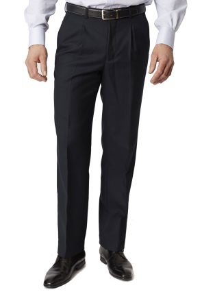 Regular Fit Navy Branmarket Wool Blend Trouser