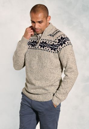 Aldred Oatmeal Fairisle Lambswool Jumper