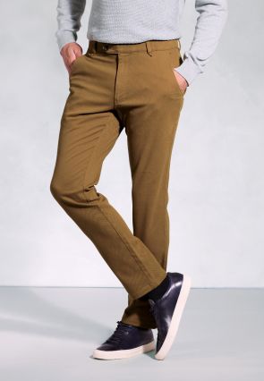 Regular Fit Aristotle Caramel Textured Cotton Stretch Chinos