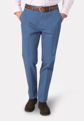 Tailored Fit Ashdown Sea Blue Cotton Stretch Chinos