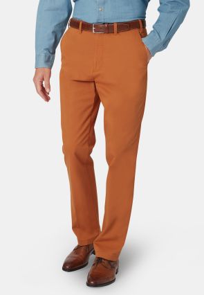 Tailored Fit Ashdown Burnt Orange Cotton Stretch Chinos