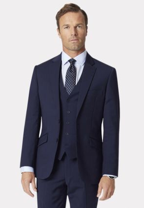 Tailored Fit Avalino Mid Blue Suit - Waistcoat Optional