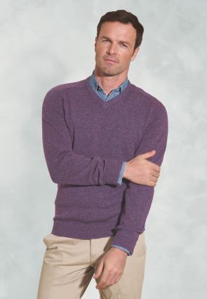 Barton Heather Lambswool V-Neck Jumper