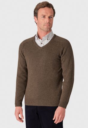 Barton Clay Lambswool V-Neck Jumper