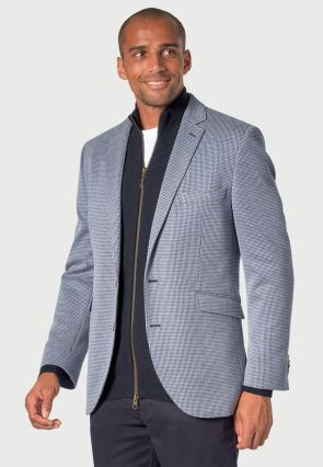 Tailored Fit Becker Blue Knitted Puppytooth Jacket