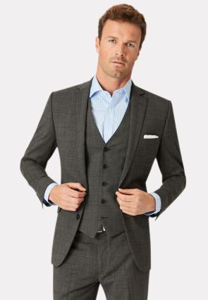 Tailored Fit Cassino Grey Check Washable Suit - Waistcoat Optional