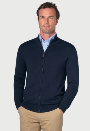 Columbus Navy Zip Through Cardigan