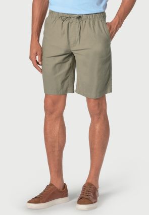 Cowdrey Khaki Stretch Linen Drawcord Shorts