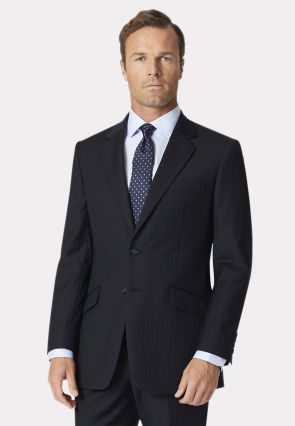 Regular Fit Dawlish Navy Herringbone Wool Suit Jacket