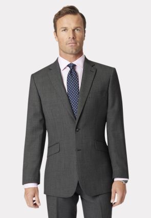 Regular Fit Dawlish Charcoal Birdseye Wool Suit