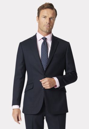 Regular Fit Dawlish Navy Birdseye Wool Suit