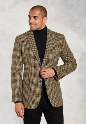 Regular Fit Hawley Chestnut Puppytooth Wool Jacket