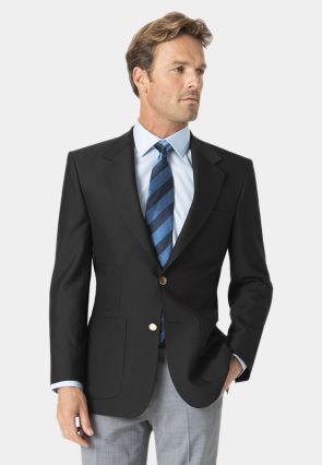 Regular Fit Henley Black Wool Blend Blazer