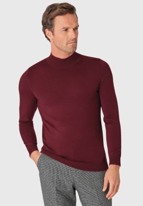 Hugo Wine Merino Wool Turtle Neck Jumper