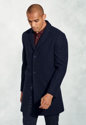 Hutchinson Navy Wool Mix Shortie Overcoat