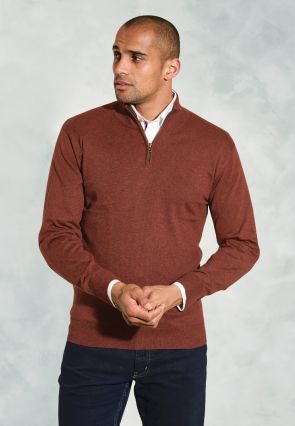 Kirby Rust Cotton Thermolite® Zip Neck Jumper