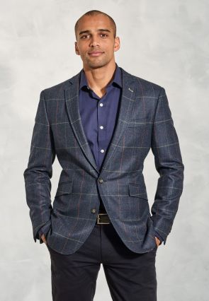 Tailored Fit Magnum Navy Check Wool Jacket