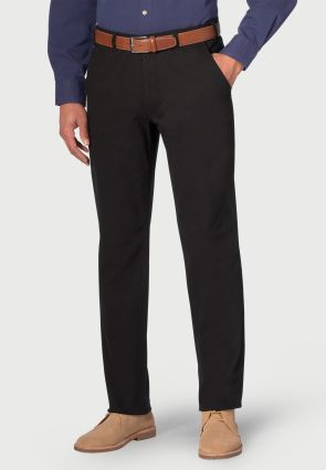 Regular Fit Denver Black Cotton Stretch Chinos