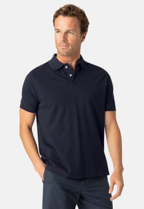 Milford Navy Pure Cotton Pique Polo Shirt