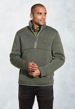 Morris Olive Borg Lined Half Zip Fleece