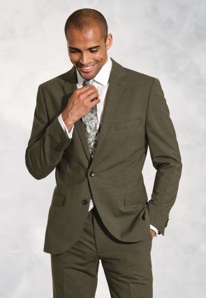 Tailored Fit Oliver Moss Melange Wool Blend Suit - Waistcoat Optional