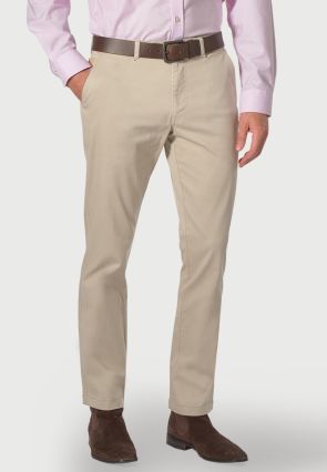 Tailored Fit Perry Stone Fine Twill Stretch Cotton Trouser