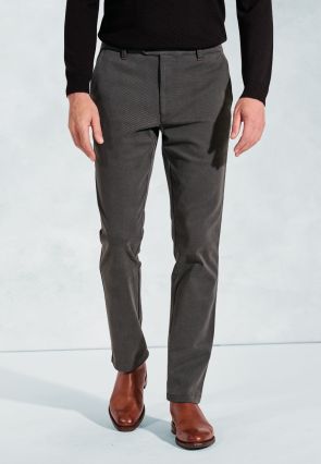 Regular Fit Seychelles Gunmetal Grey Cotton Blend Twill Trouser