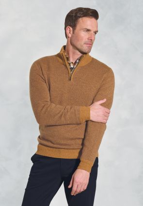 Watson Dijon Zip Neck Lambswool Jumper