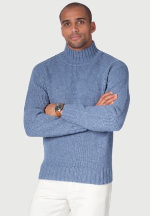 Waver Ice Blue Lambswool Turtle Neck Jumper