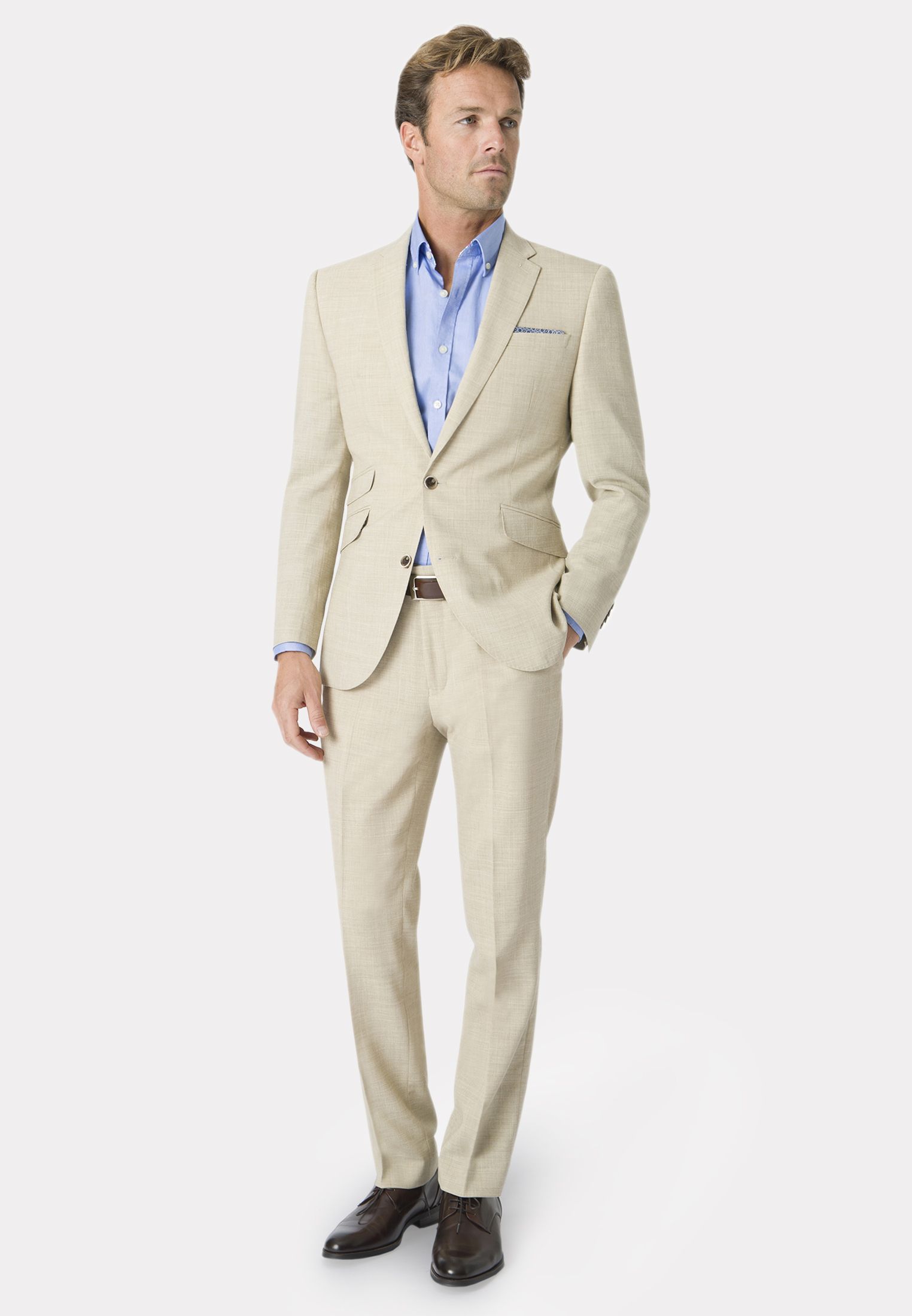 Tailored Fit Natural Linen Mix Suit Jacket