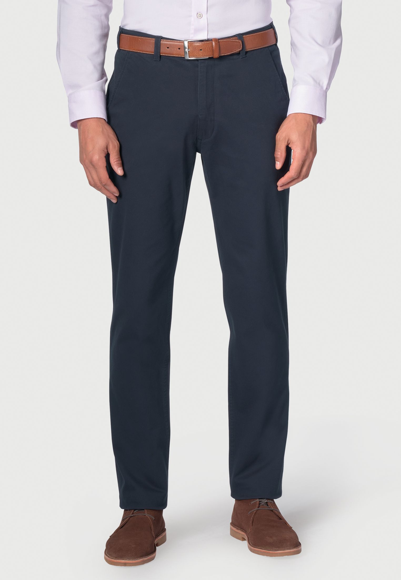 Regualr and Tailored Fit Navy Cotton Stretch Chino