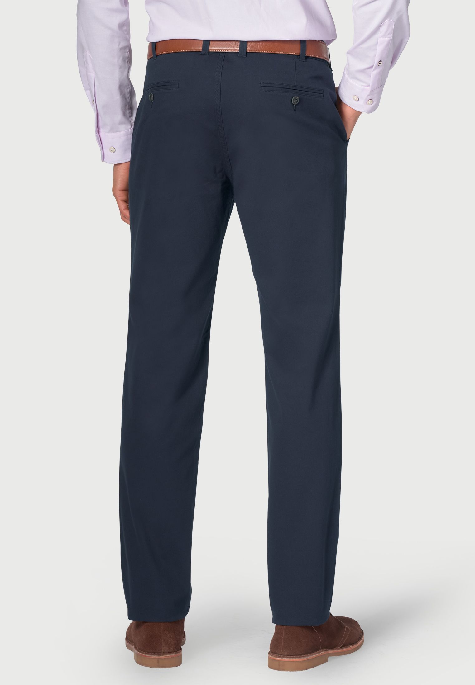 Regualr and Tailored Fit Navy Cotton Stretch Chino