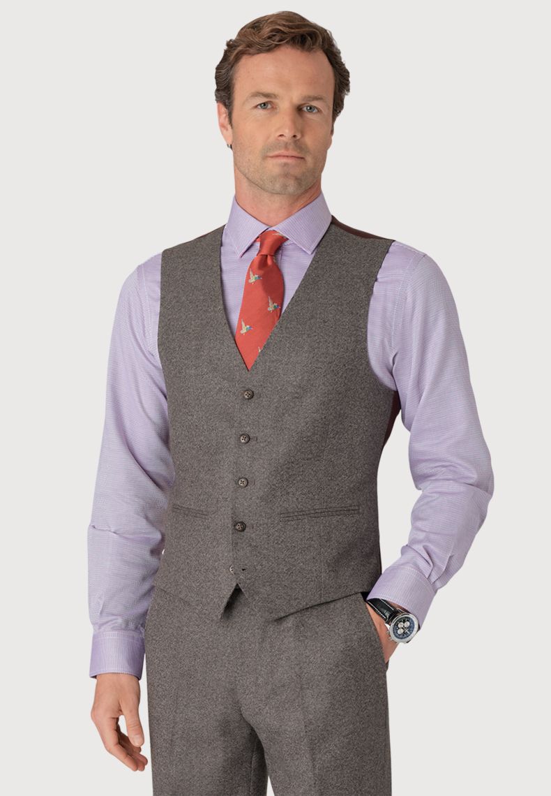Tailored Fit Grey Donegal Wool Suit - Waistcoat Optional