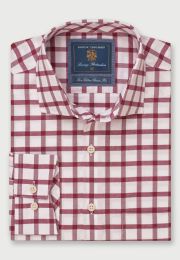 Regular Fit Wine Check Cotton Oxford Shirt