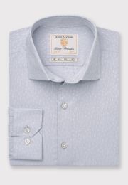 Regular Fit Silver Grey Floral Jacquard Cotton Shirt