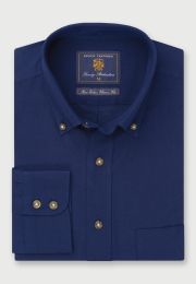 Regular Fit Navy 'Cashmere Touch' Cotton Shirt