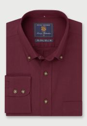 Regular Fit Wine 'Cashmere Touch' Cotton Shirt