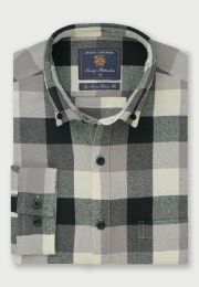 Regular Fit Black and Charcoal Check Cotton Crepe Shirt