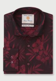 Tailored Fit Wine Floral Jacquard Cotton Shirt