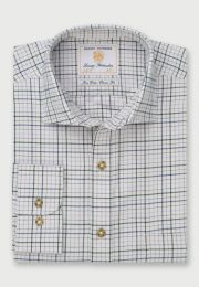 Regular Fit Blue and Forest Tattersall Check Cotton Shirt