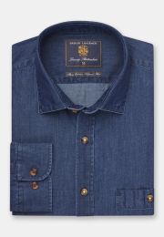 Tailored Fit Navy Chambray Cotton Shirt