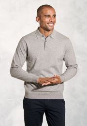 Bennett Grey Pure Cotton Long Sleeve Polo Shirt