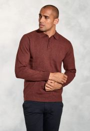 Bennett Rust Pure Cotton Long Sleeve Polo Shirt