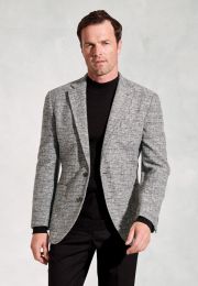 Tailored Fit Champion Grey Melange Knitted Wool Blend Jacket