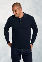 Demuro Navy Brick Stitched Pure Cotton Polo Shirt