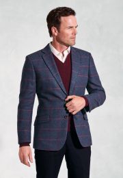 Regular Fit Edlingham Blue Check Wool Blend Jacket