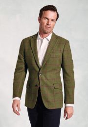 Regular Fit Edlingham Moss Check Wool Blend Jacket