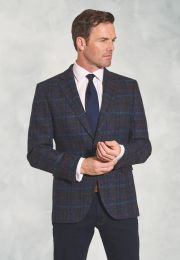 Tailored Fit Inverurie Navy Check Harris Tweed Jacket