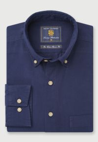 Regular Fit and Tailored Fit Navy Cotton Twill Shirt