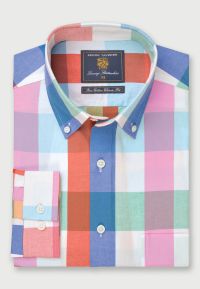 Regular Fit Blue, Turquoise, Aqua, Rose, White and Apricot Seasonal Colours Cotton Shirt